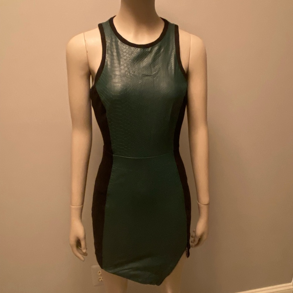 Lovers + Friends Green and Black Bodycon Mini